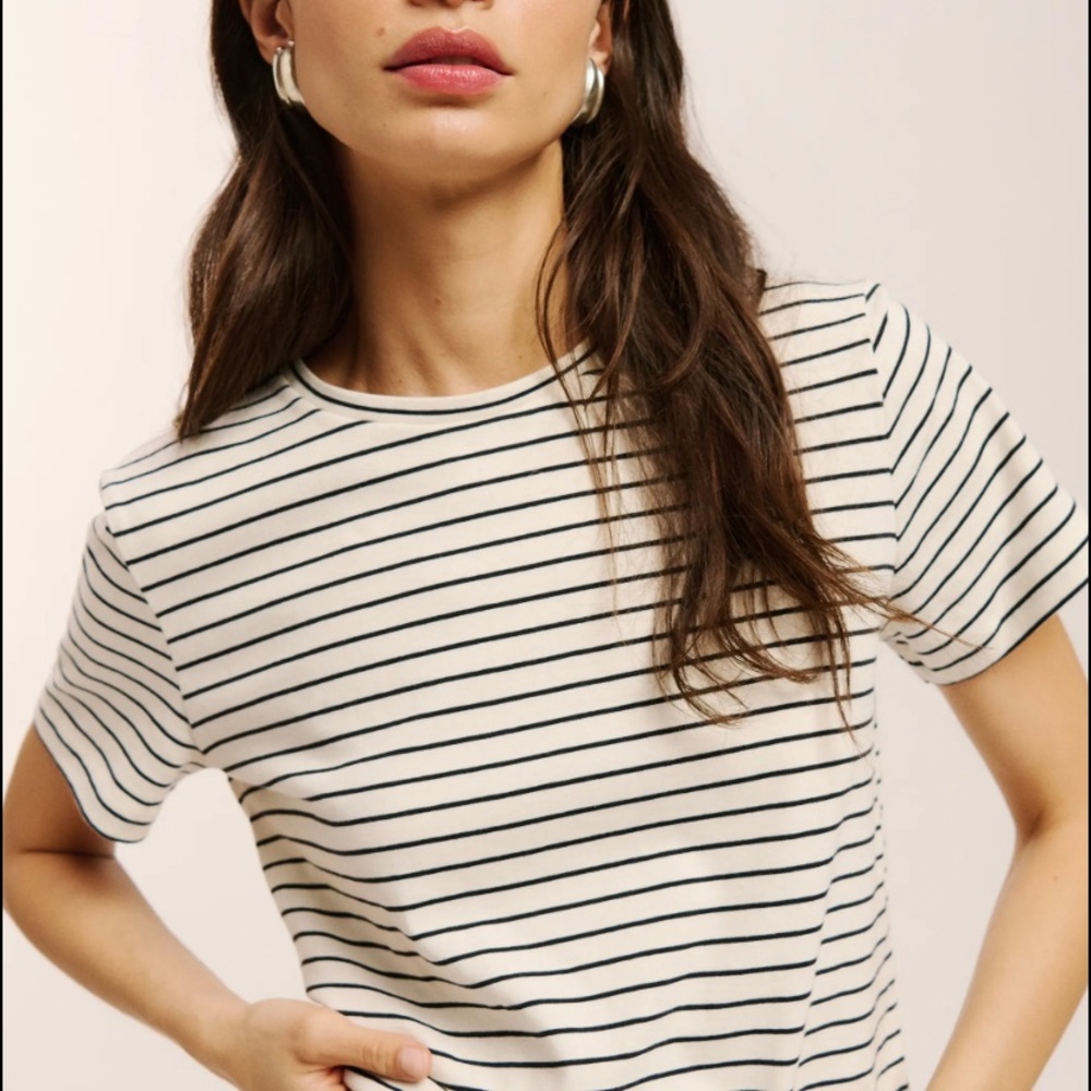 Reformation Black and White Striped Classic Tee - Picture 2 of 3